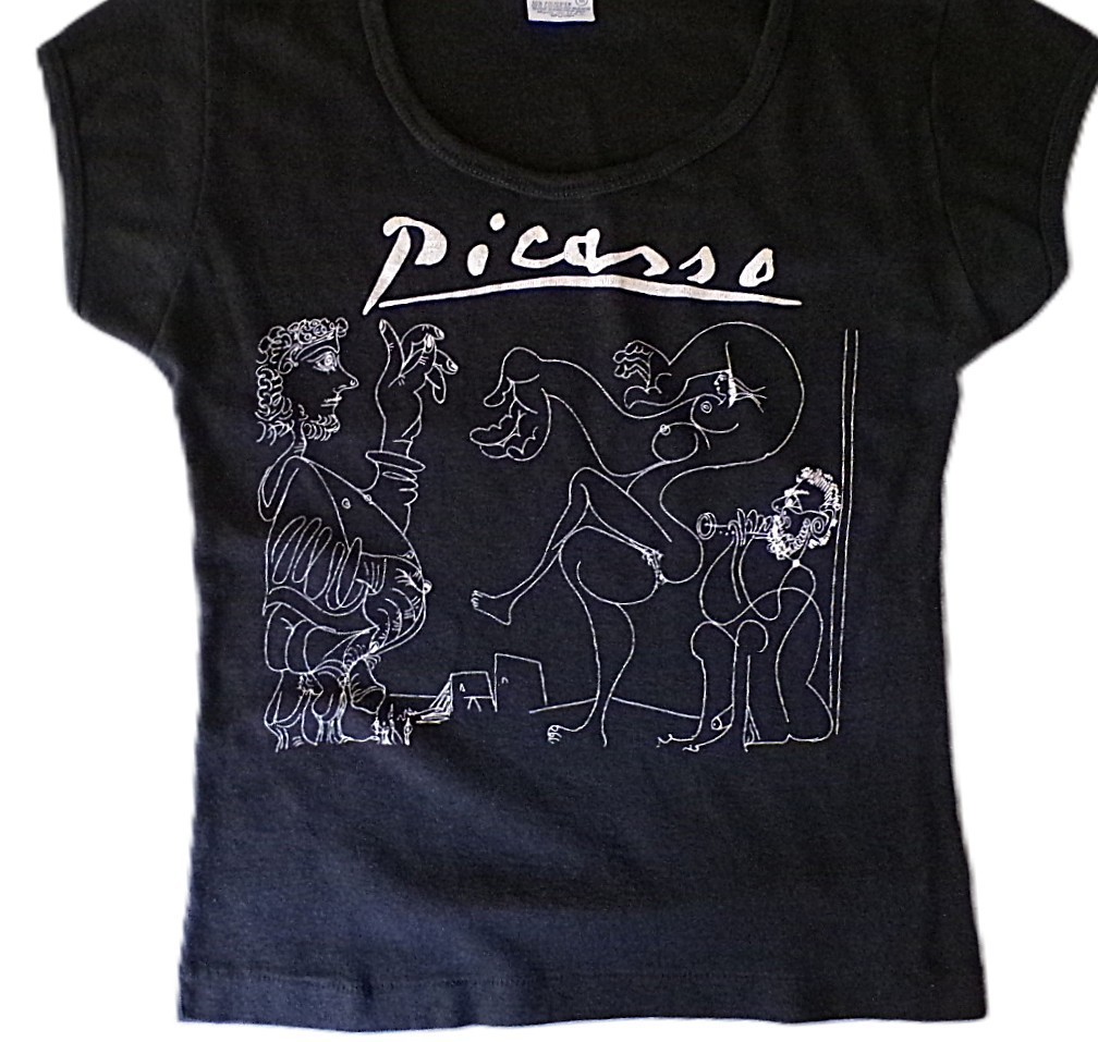 vtg 70s 80’s Picasso T-shirt M Black Bacchanal Anvil USA Single Stitch „Mint”