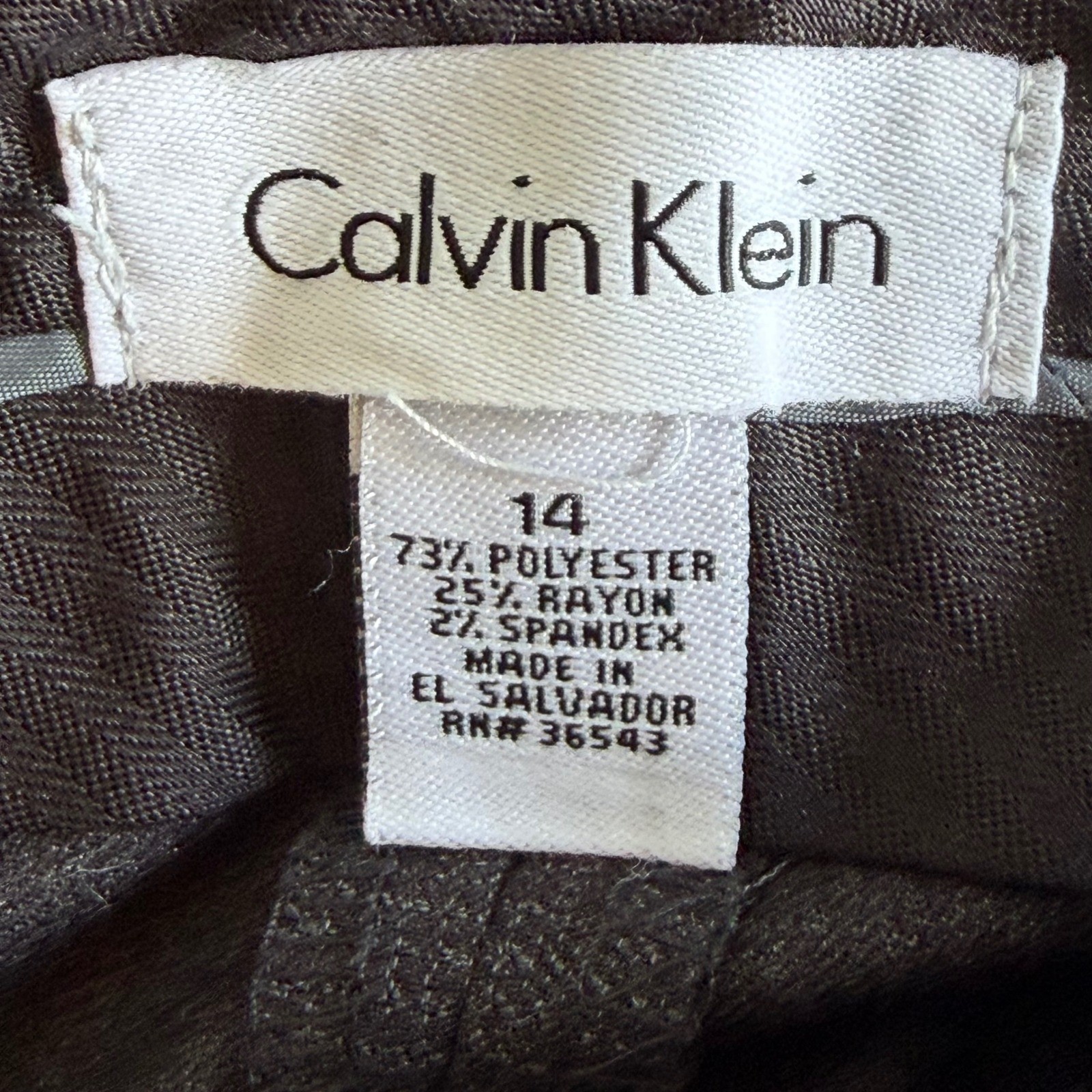 Calvin Klein Charcoal Gray Rayon Blend Straight Leg Dress Pants Size 14 XL