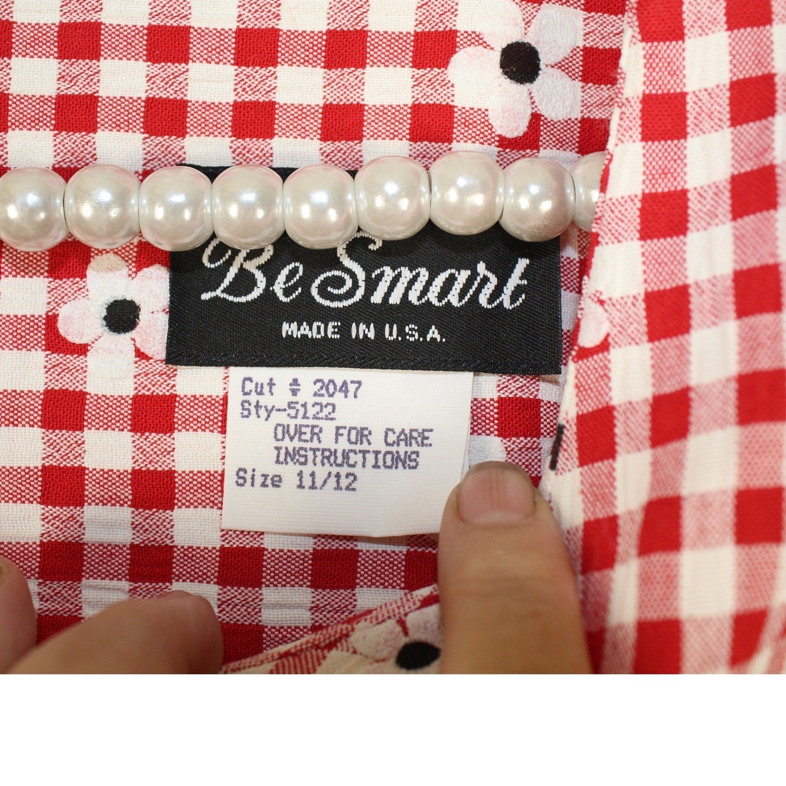 VTG BE Smart 80’s Reg Gingham Short Sleeve Tie Waist Mini Dress Rear Zip 11/12