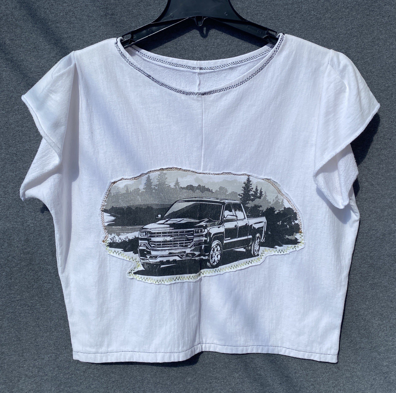 Chevy Silverado Upcycled Vintage T-shirt Sweat Shirt Size L Handmade
