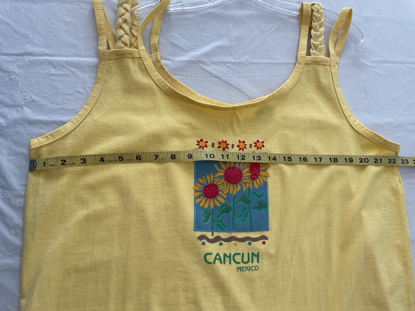 WATEX Womens Yellow Strappy CANCUN Graphic Tank Dress/Beach Cover One Size