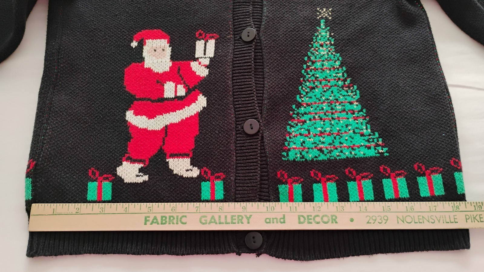 Vtg Christmas Cardigan Sweater Women’s Lace Collar Cottagecore USA L Holiday