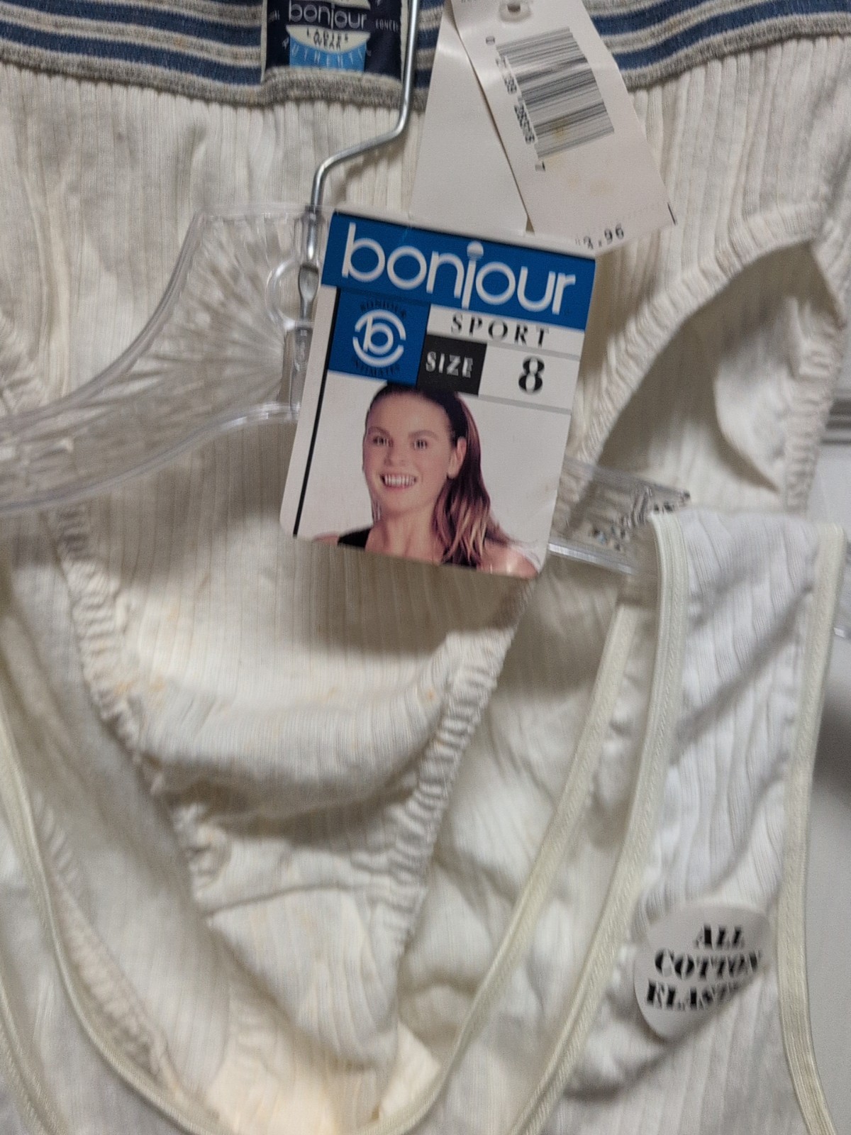 Vintage NWT 90s Bonjour Sport Bra,/ Hi Cut Panties All Cotton/Elastic