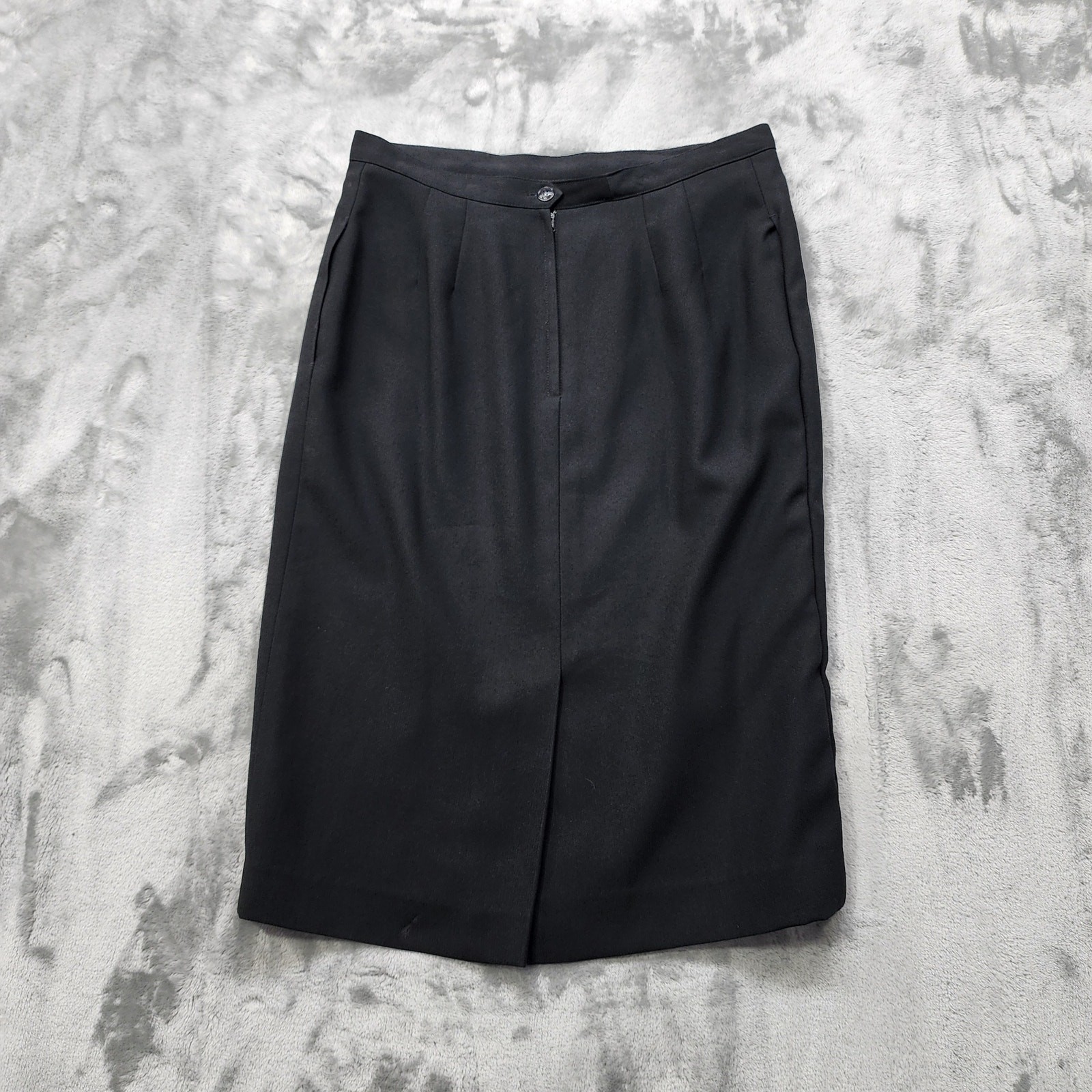 Vintage 90s Kasper ASL Skirt Womens 8 Black Pencil Lined Knee Length Goth Office