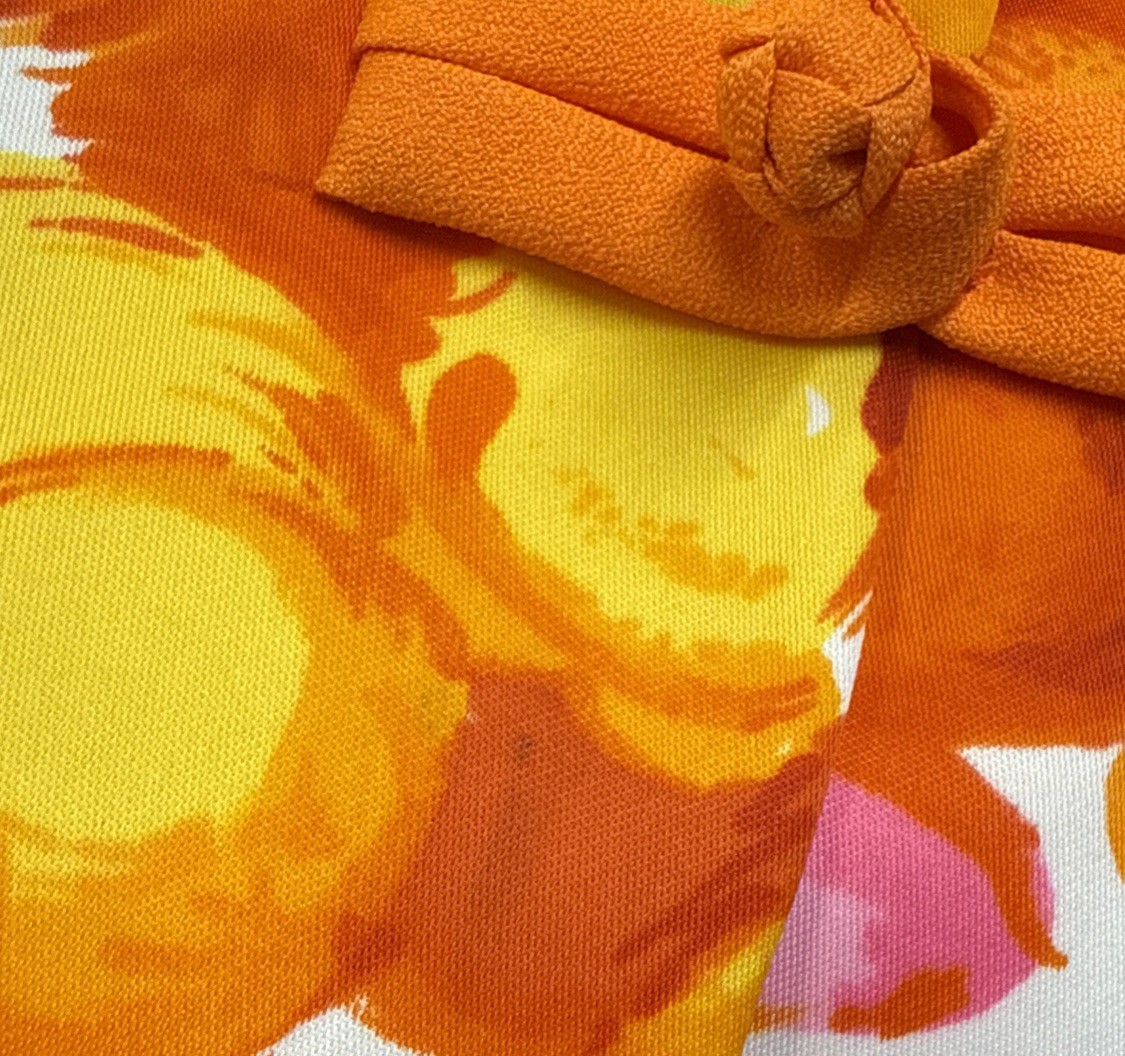 Vintage 60s Paradise Hawaii Tea Timer Mandarin Collar Blouse Frog Closure Flower