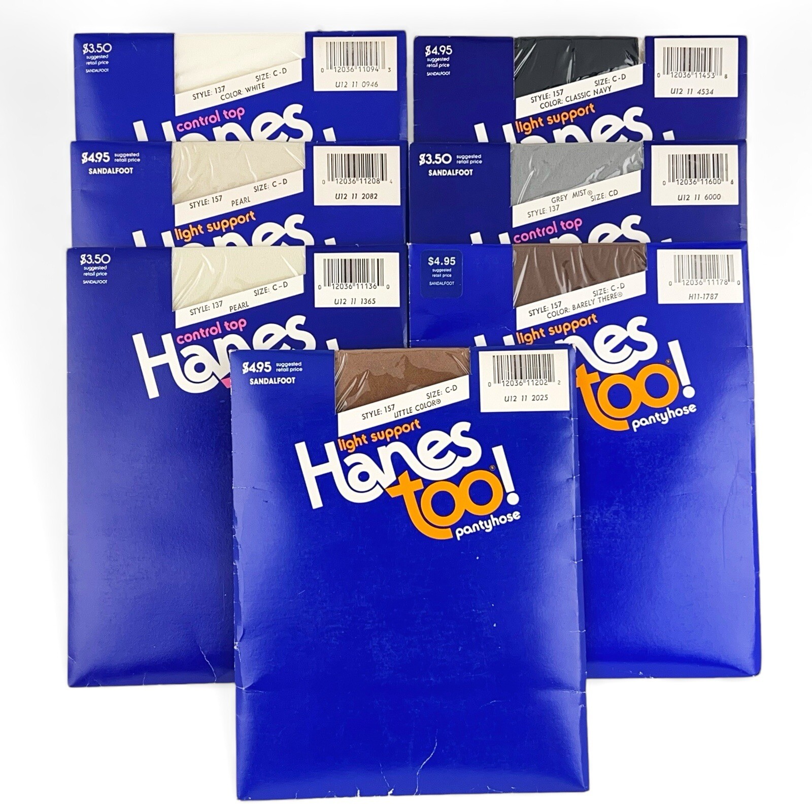 Vintage Hanes Too Pantyhose Size C-D Lot Of 7