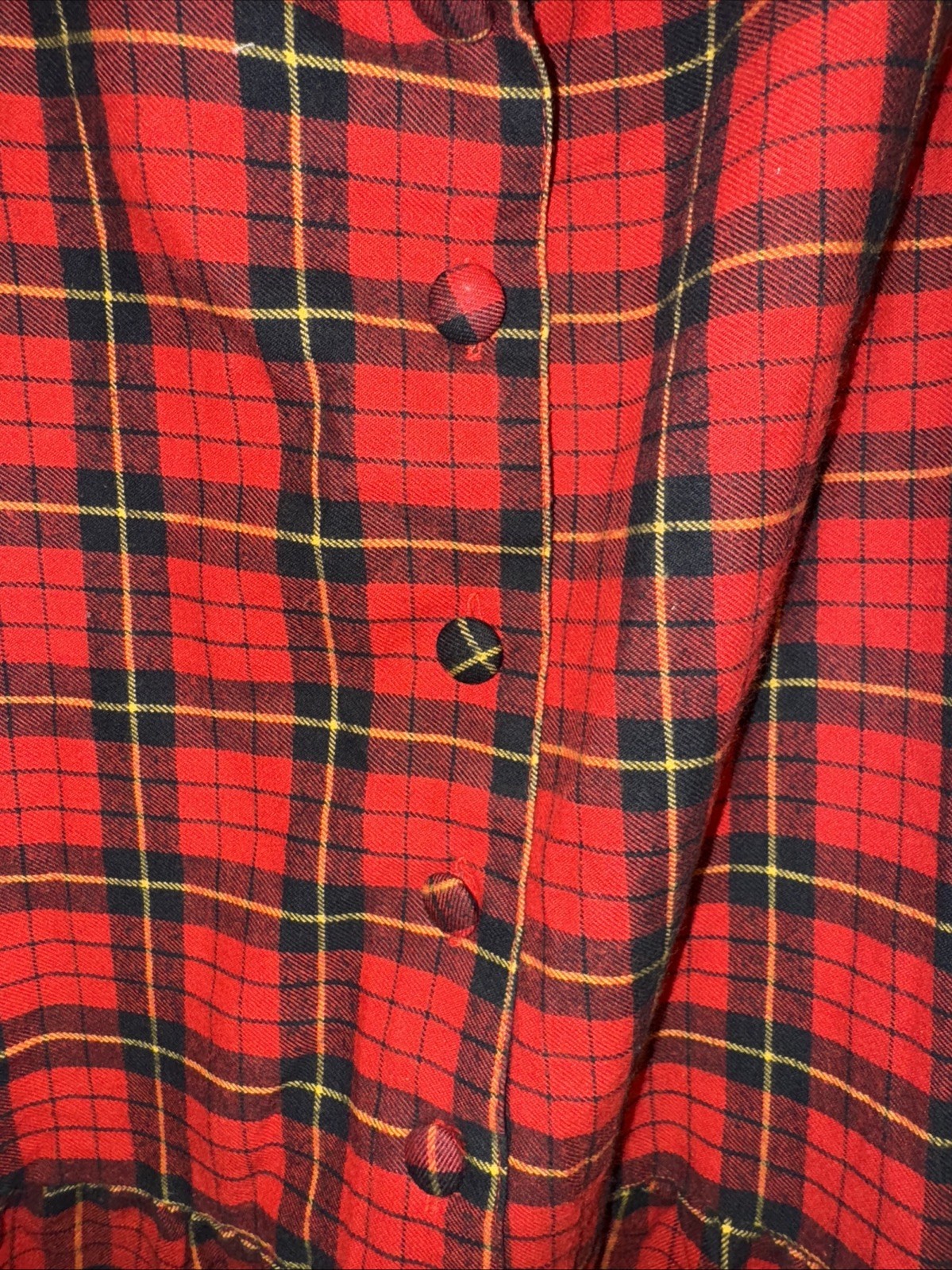 Womens Medium Red Thermal Plaid Fleece Romper Dress Vintage GITANO 1980’s