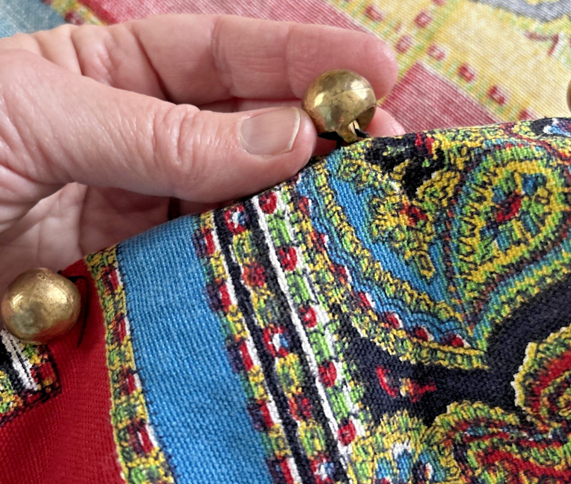 Vintage Tunic Vest Top L California 1970 Pop Color Groovy Paisley Brass Buttons
