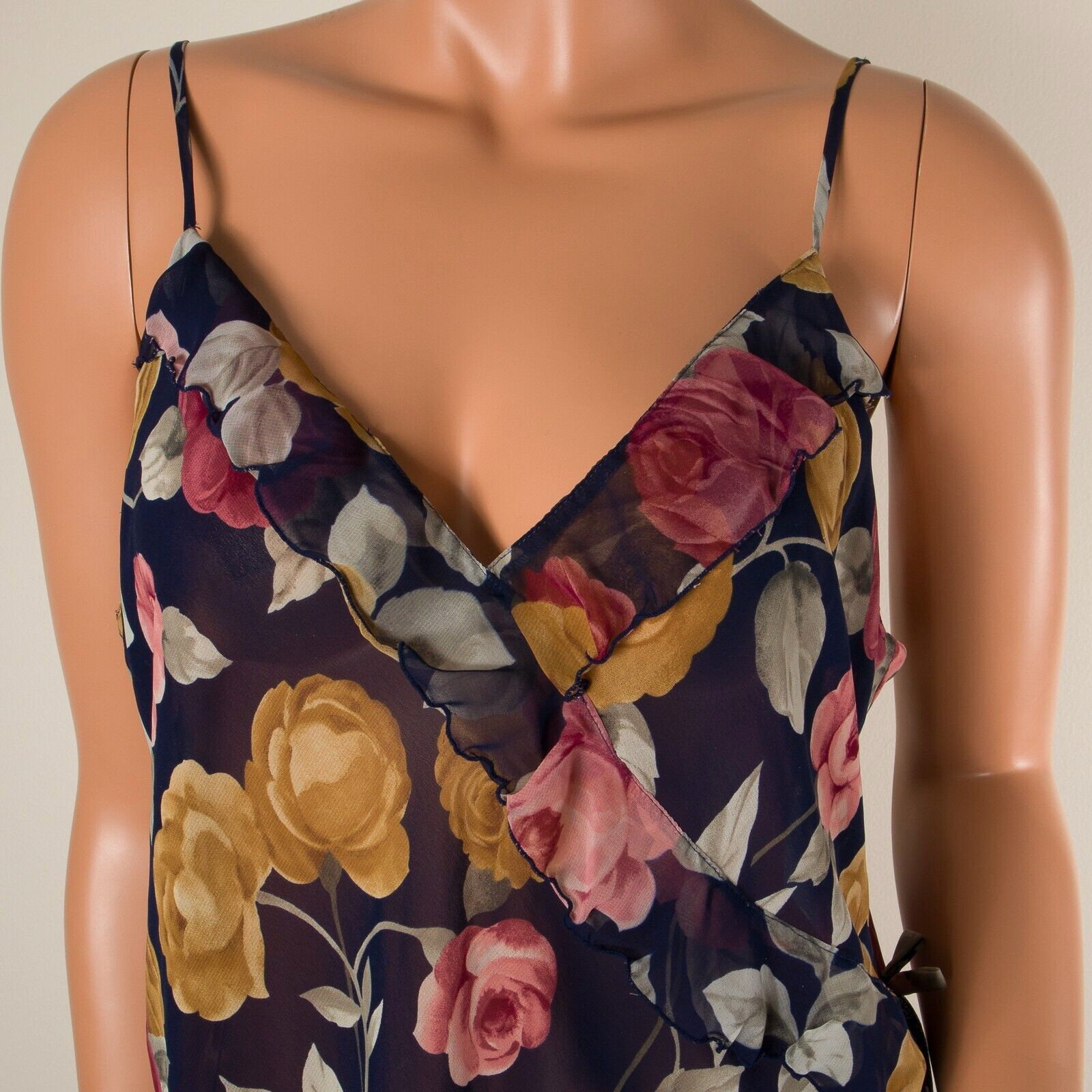 💖 Vintage VICTORIA’S SECRET Chiffon Semi Sheer Chemise Floral Slip Dress L