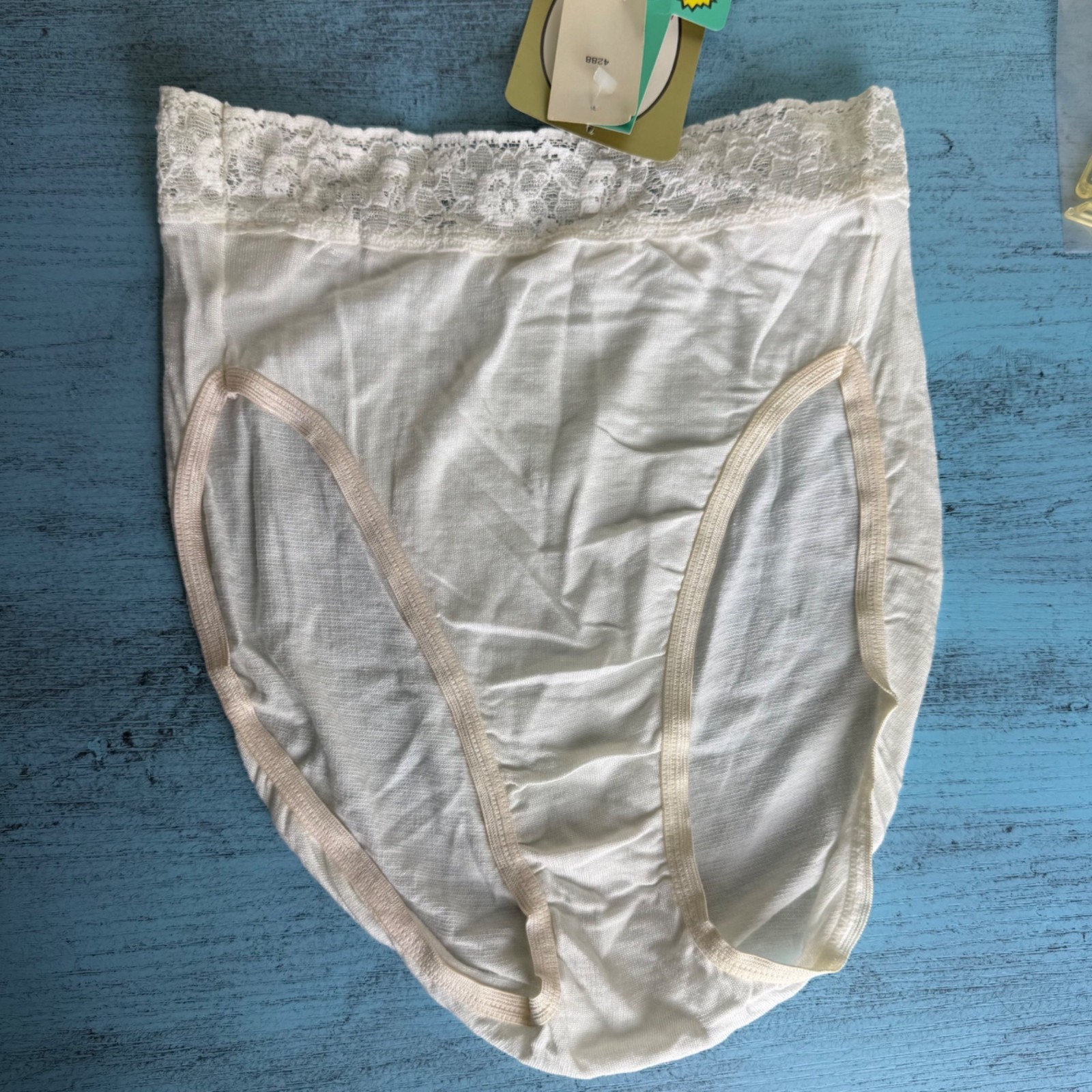 NWT Vtg 80s Alba Nylon/Cotton Lace High French Cut Panties Sz 4-7