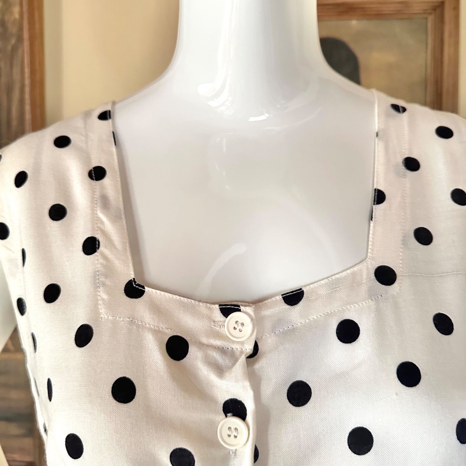Vintage 1980s B&W Polka-dot Shorts Romper Rockabilly Pin-up Playsuit L Volup