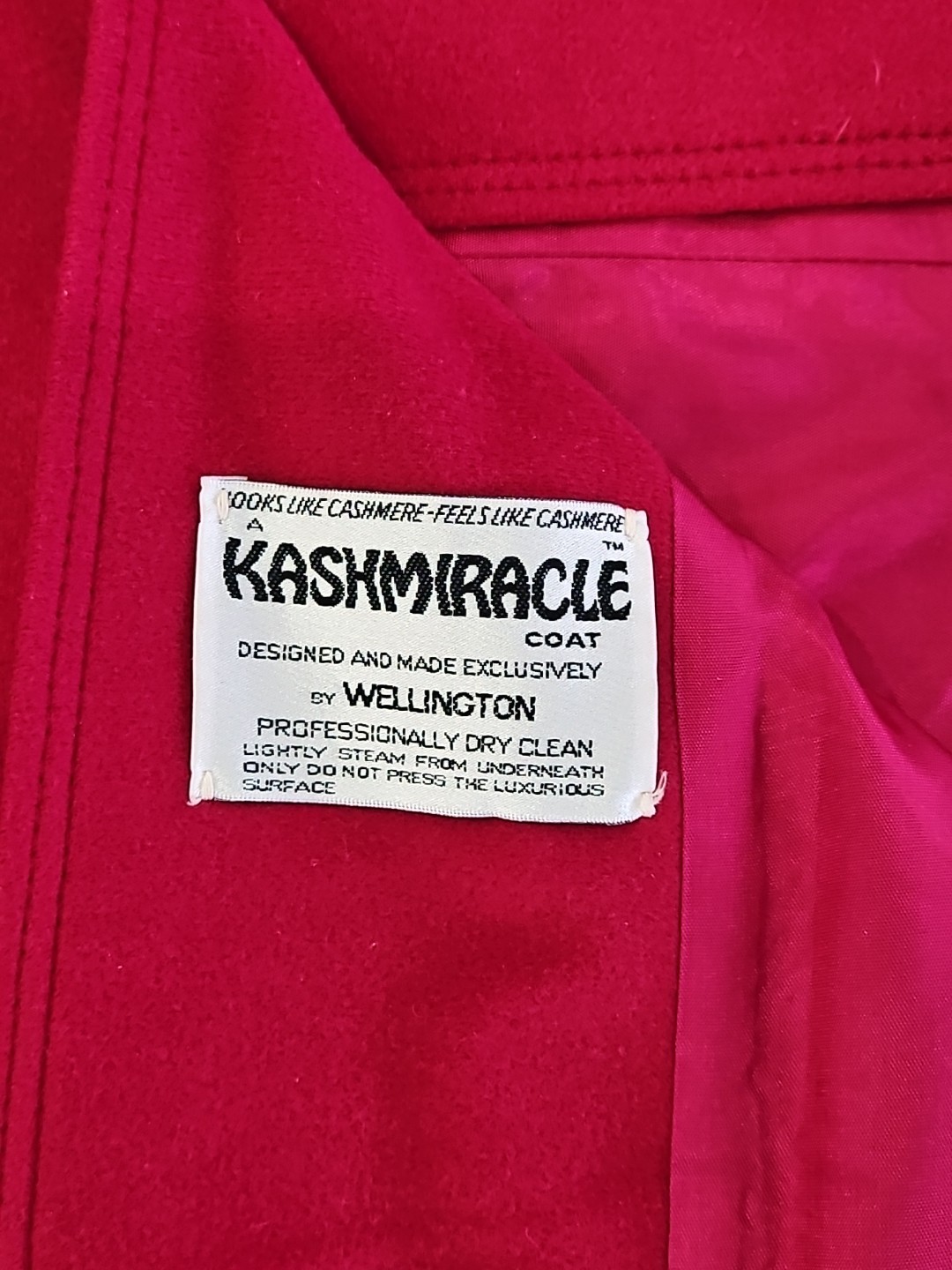 Vintage 70s Kashmiracle Wellington Red Coat Tea Length Fully Satin Lined L/XL
