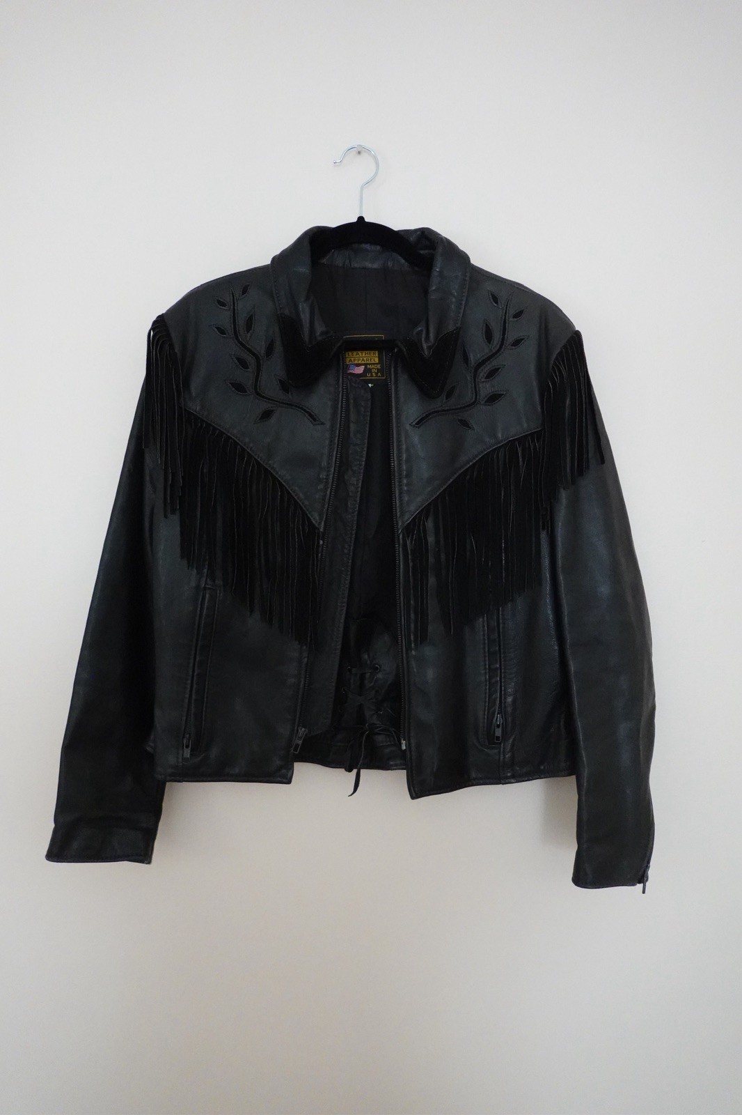 Vintage Protech Women’s Leather Motorcycle Jacket Western Suede Fringe Sz 18