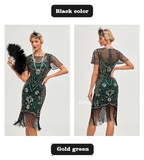 1920s Flapper Dress Women’s Great Gatsby Color Sequin Tassel 20s Party Dress