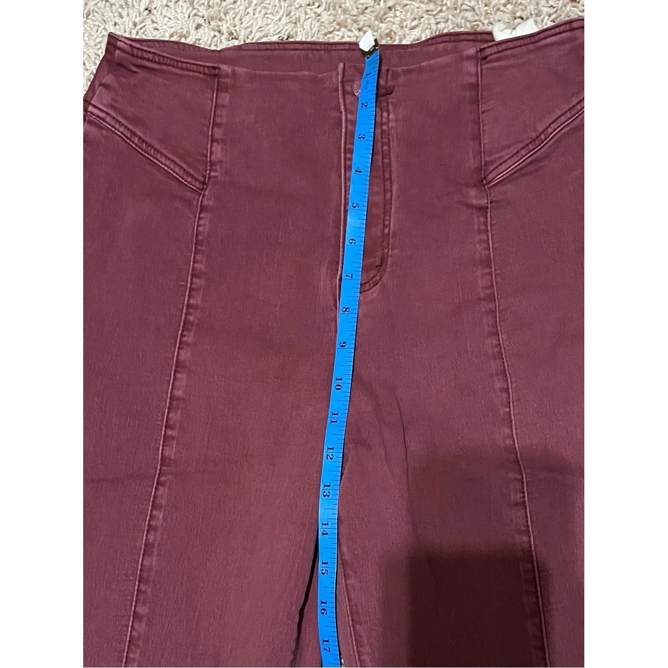 NWT We the Free CRVY Wild Honey High Rise Flare Leg Pants in Wine Size 30