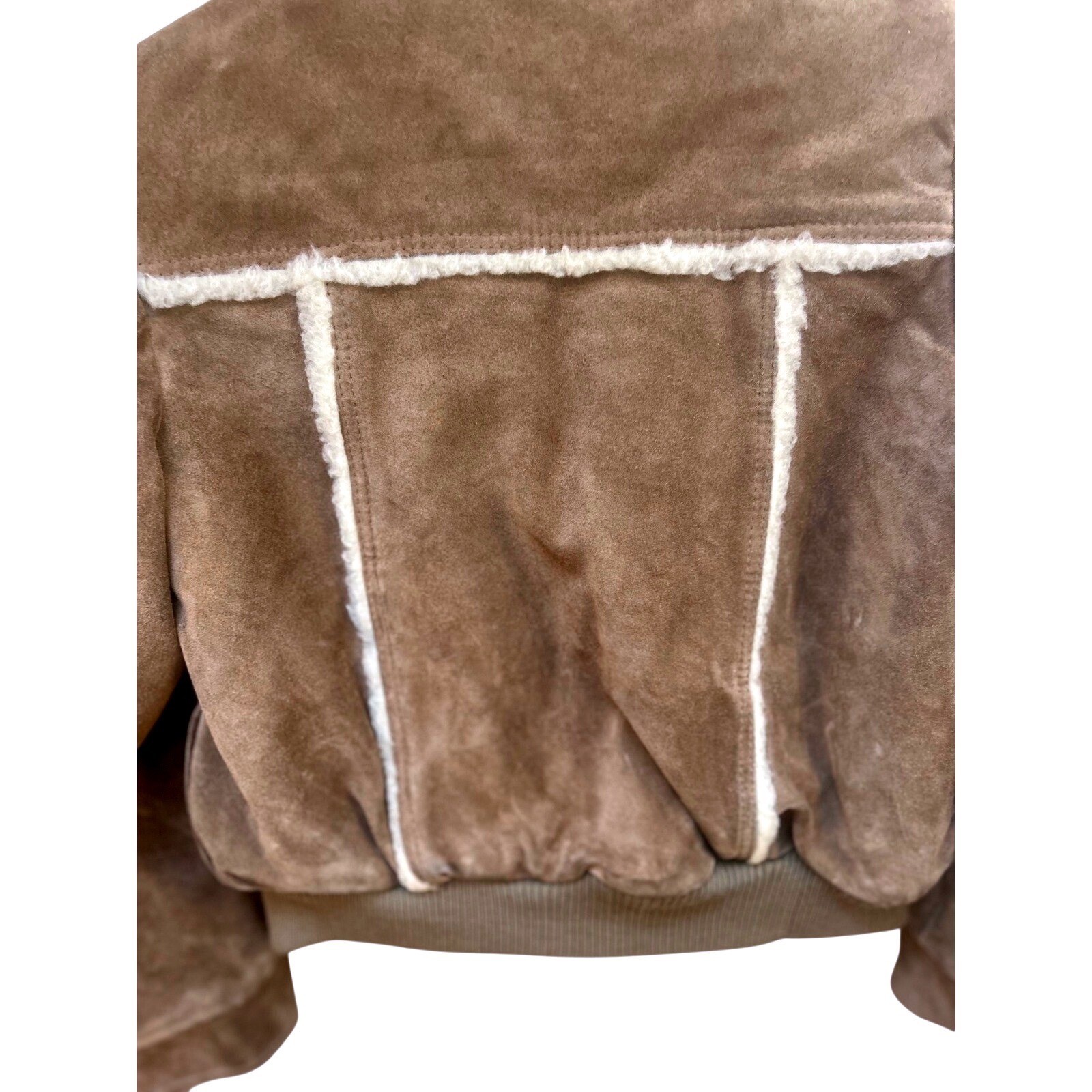Vintage Uruguay Suede Leather Wool Shearling Bomber Jacket Brown Womens 11/12