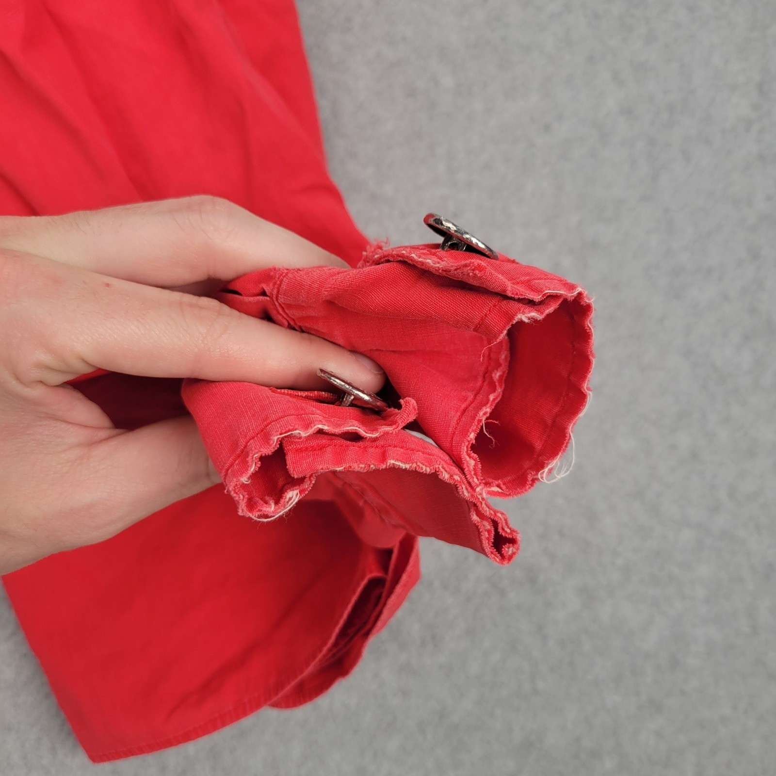 Country Seat Button Down Shirt Womens S Red Vintage Peter Pan Collar Distressed
