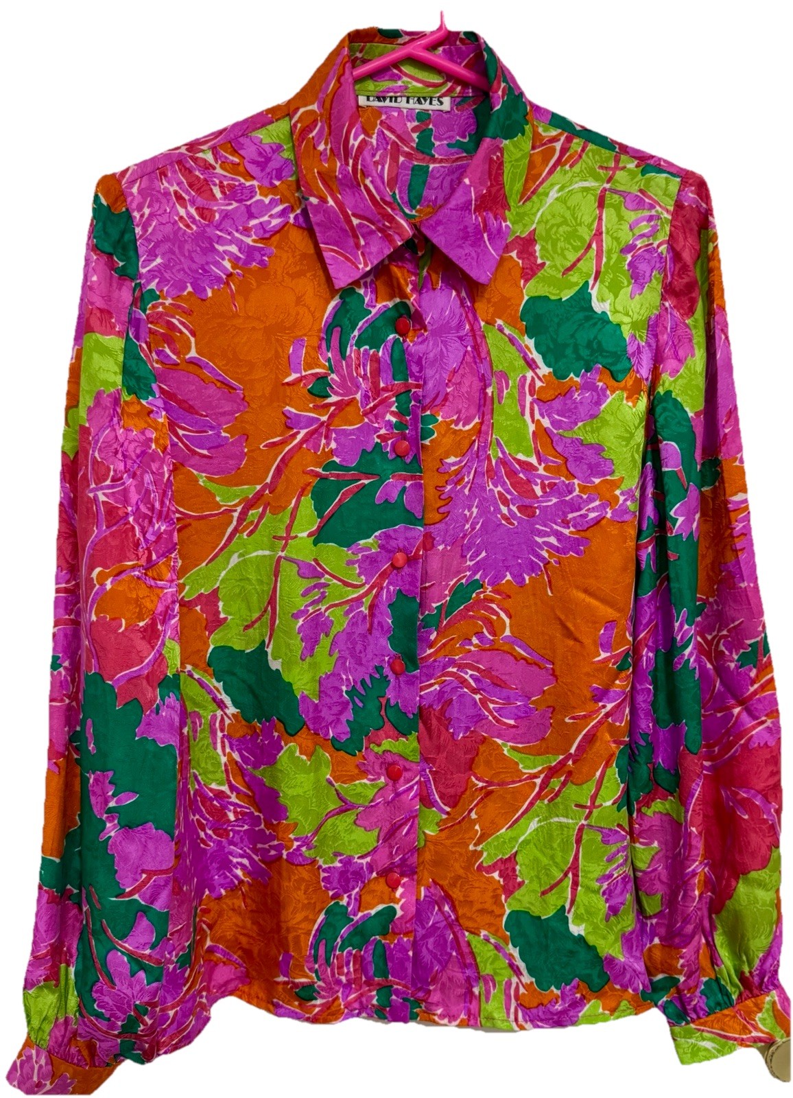 80’s Vintage David Hayes Silk Floral Blouse (size 10)