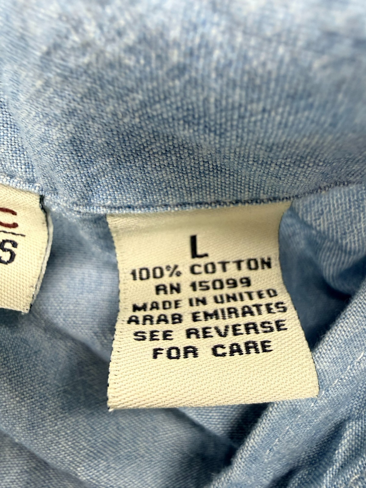 Vintage 90s Y2K Classic Elements Button Up Womens L Blue Ric Rac Trim Chambray