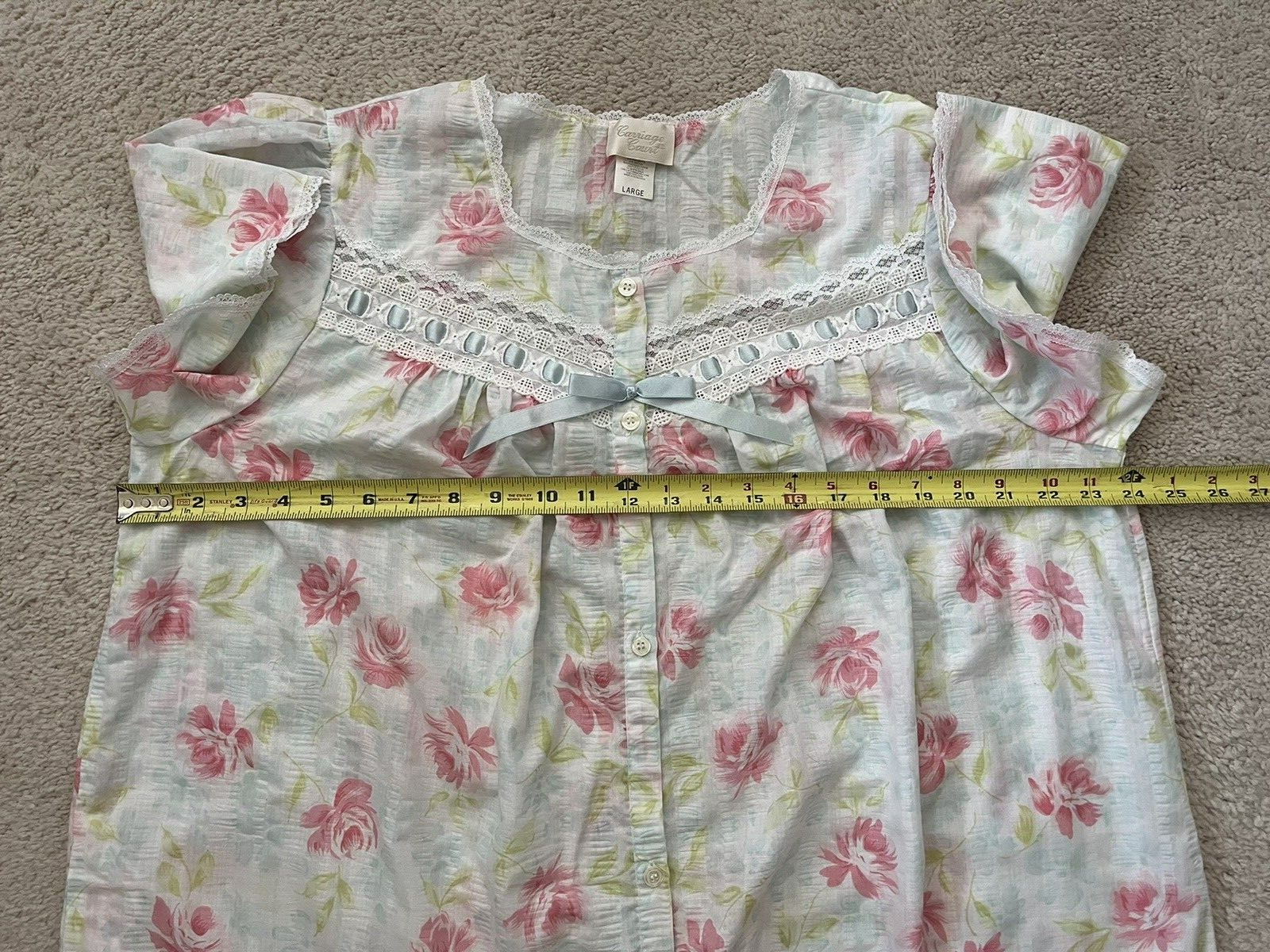 New Vintage Carriage Court Women’s Sz L Nightgown Robe Lace Cotton Blend