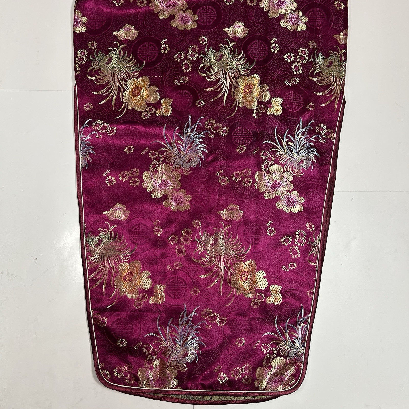 Vtg YHSK Yue He Shi Lu Women Chinese Mandarin Collar Dress Floral Fuchsia Sz L