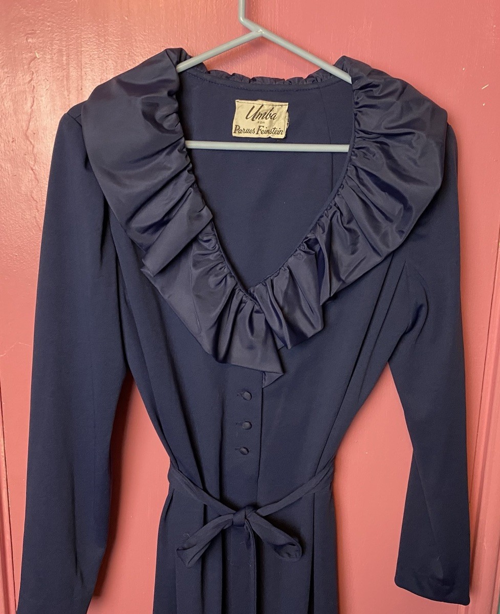 Vintage 60s/70s Navy Blue Midi Cocktail Dress by Umba for Parues Feinstein