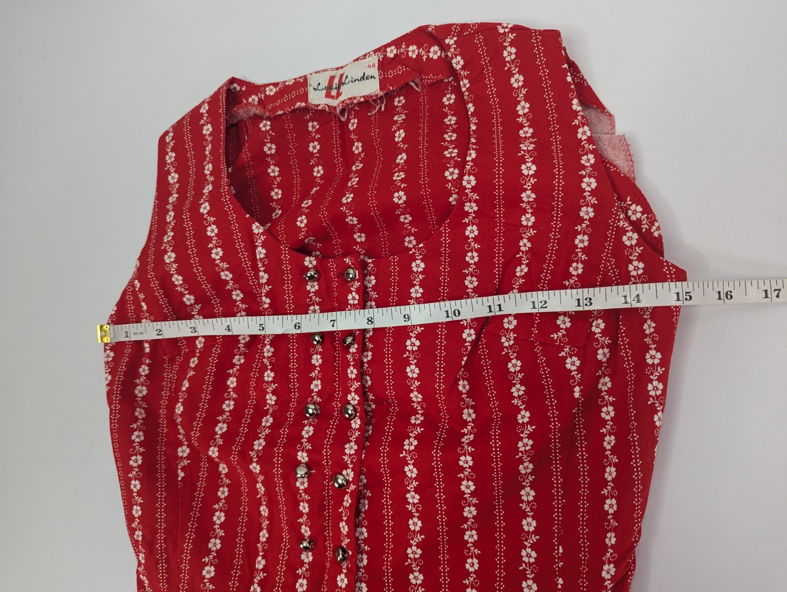 Vintage Lucie Linden Red Floral 3pc Vest Top Skirt Shorts Set Size 48