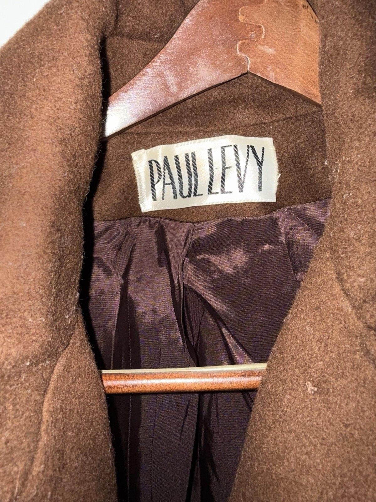 Vintage Paul Levy Women’s Dark Brown 100% Pure Wool Long Coat – see description