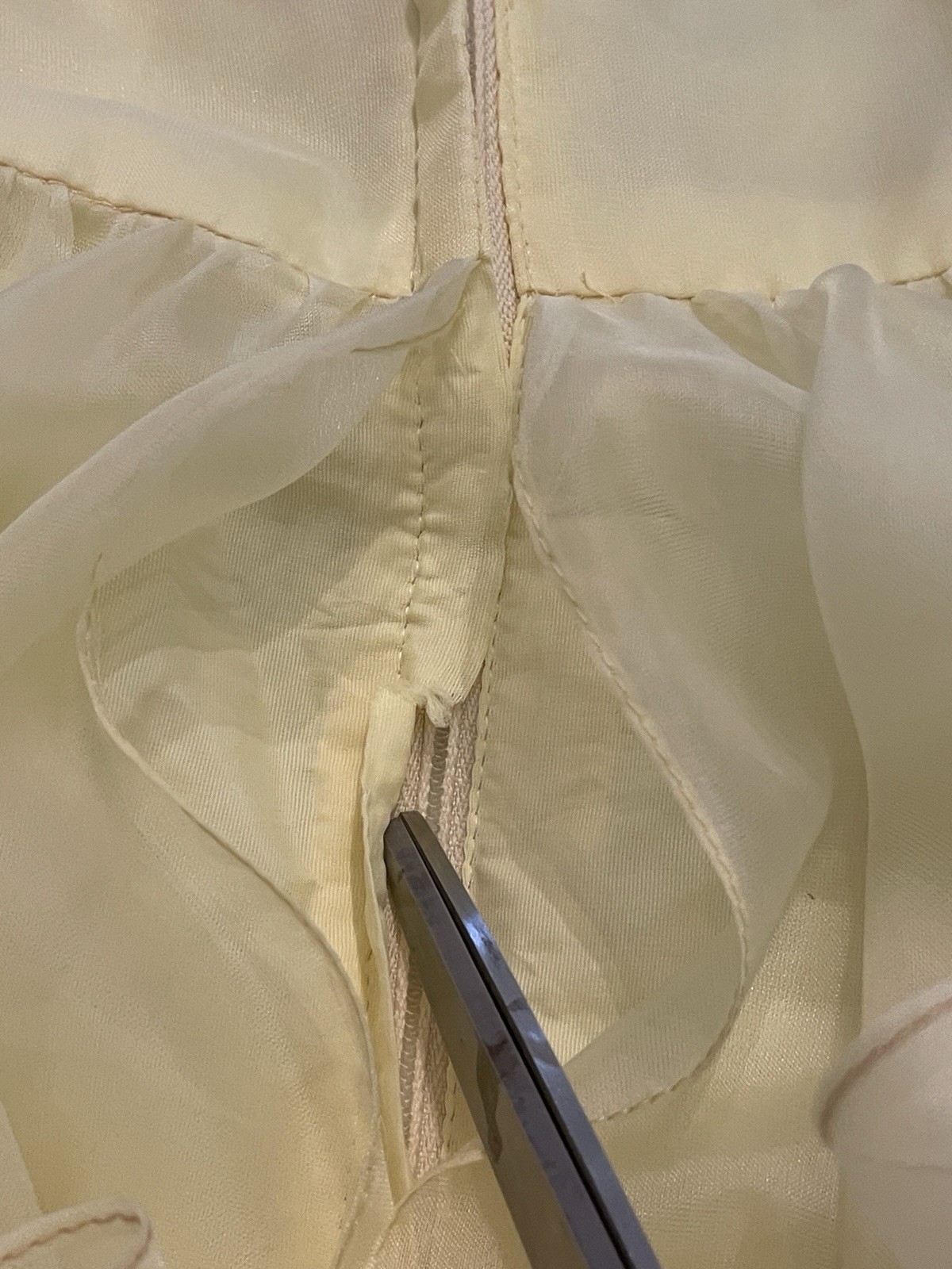 VTG 70s Nadine Victorian Style Maxi Dress Yellow Chiffon Ivory Lace Bib Size 7