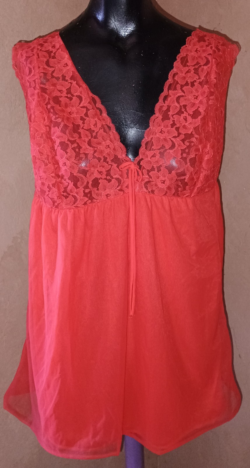 Vintage 60s Gaymode JC Penney Red Babydoll Sheer DBL Layer Nylon Chiffon Sz M