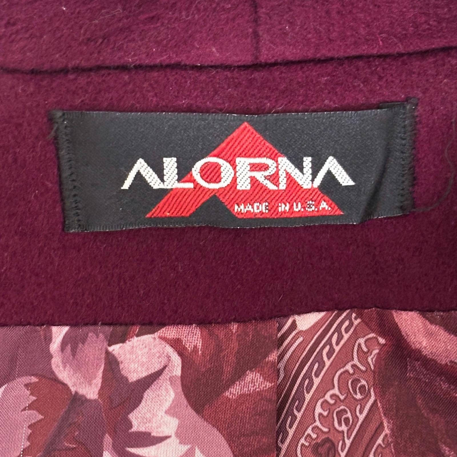 VTG Alorna Forstmann Magenta Wool Blend Coat with Scarf Womens L Peacoat