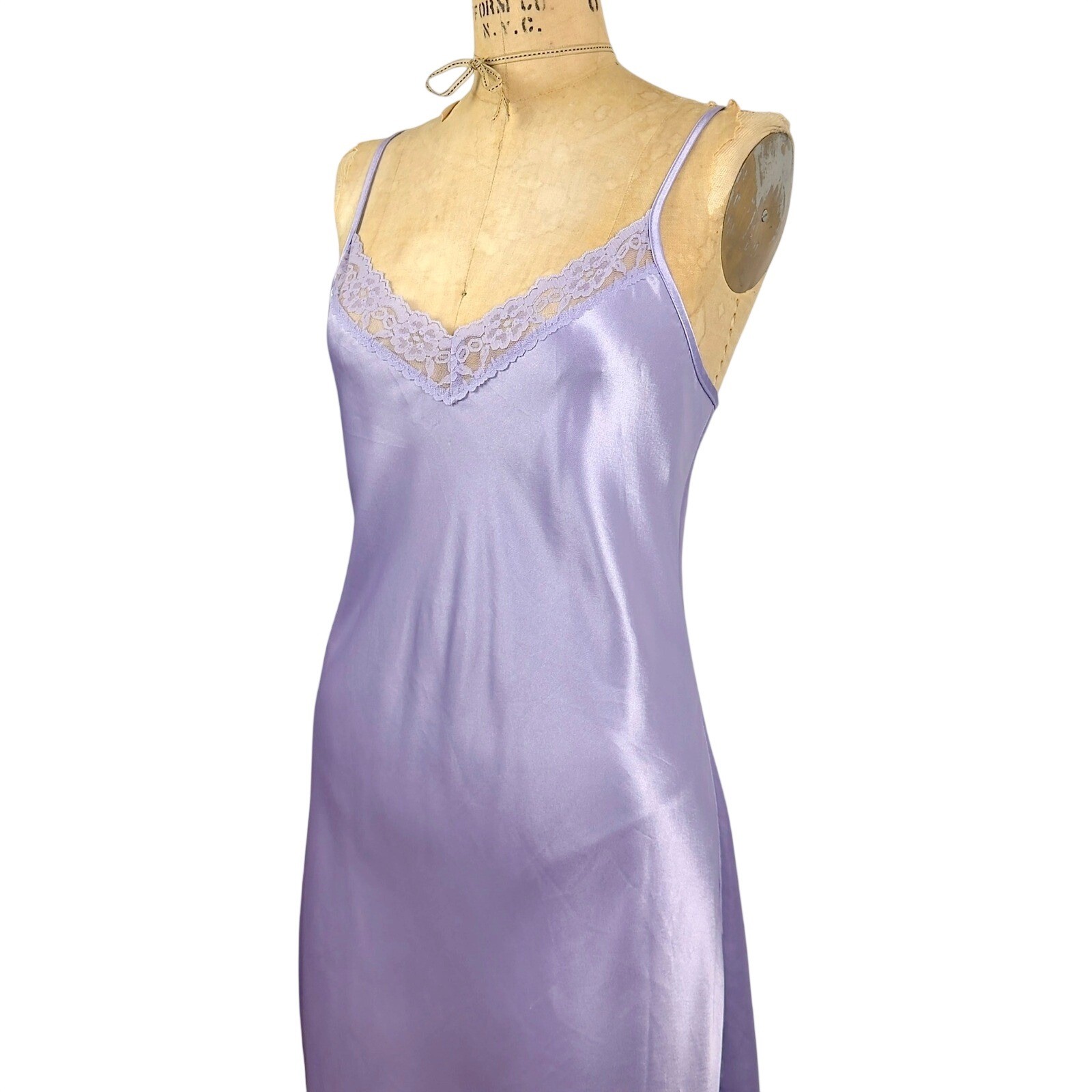 90s Gilligan O’Malley Satin Slip Dress Coquette Angelic Lavender Midi Vintage