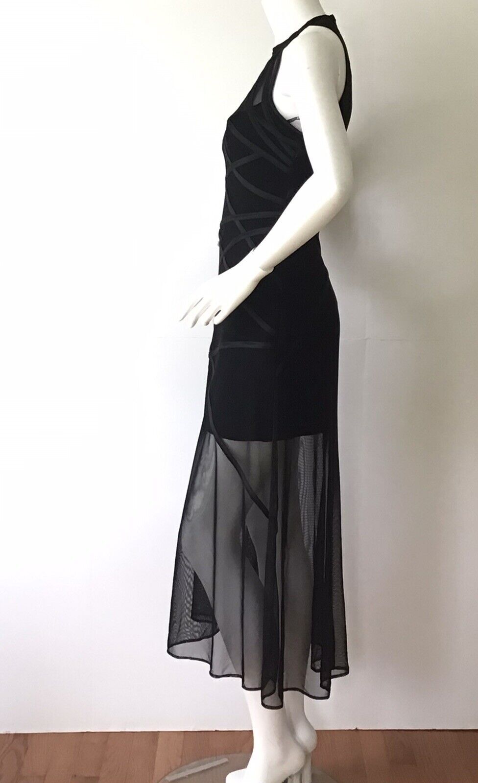 TADASHI Black Mesh Illusion Formal Cocktail Dress (Size 4)