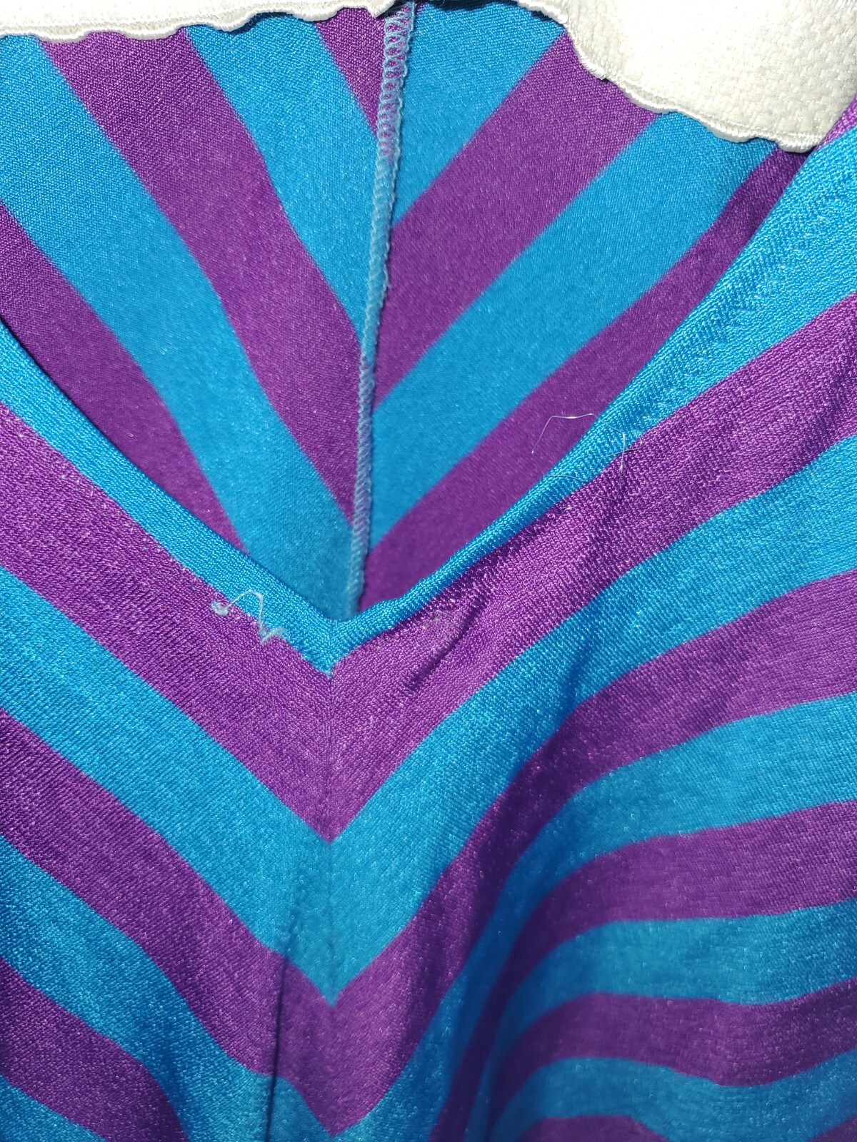 VTG 60s De Weese Design Sz 10/32 blue & purple stripe One Piece Swimsuit Pinup
