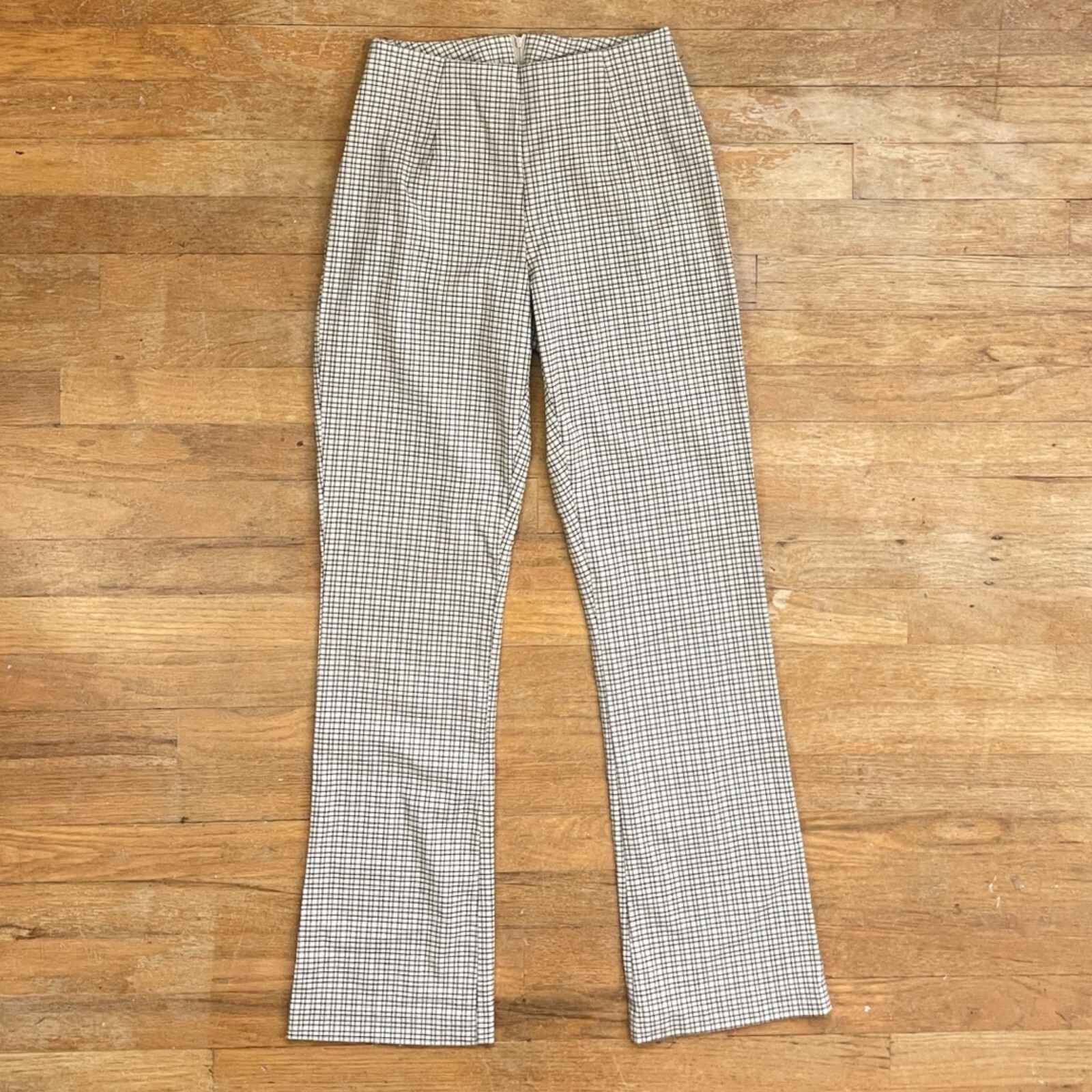Vintage Plaid Bootcut Pants Size XXS 24″ Waist 1990s Woven Trousers Lightweight