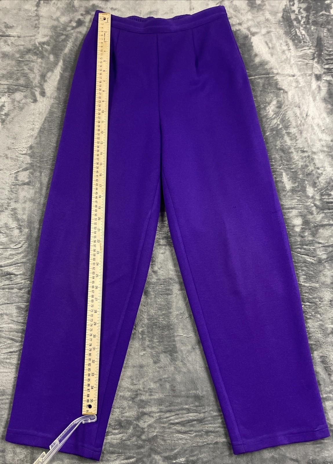 Vintage CLIO Purple Knit 2 Pc Suit Set Jacket Pants Women Small Made USA EUC