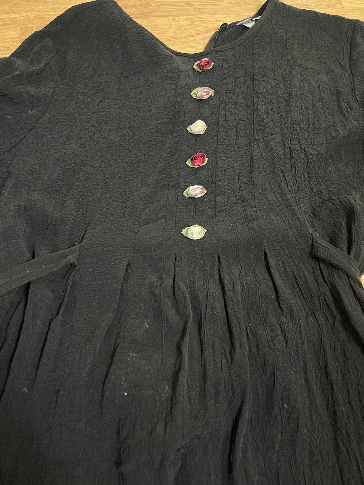 Vintage J.B.S. LTD Dress With Rose Detail Size 16 Feminine 90s Goth