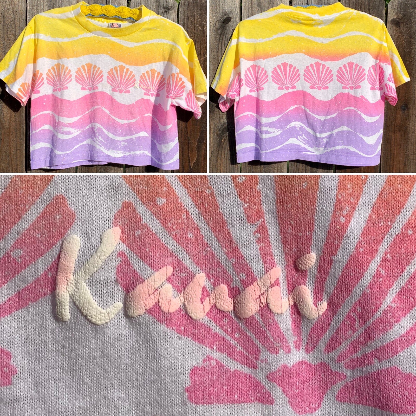 Vintage Crop Top T Shirt Half Shirt Tee Kauai Fun N Sun 80s One Size Made In USA