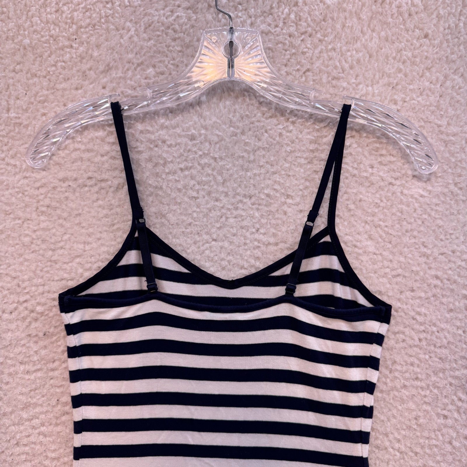 Y2K Vintage Camisole Tank Top XS Small Navy Blue White Striped Coastal Natutical
