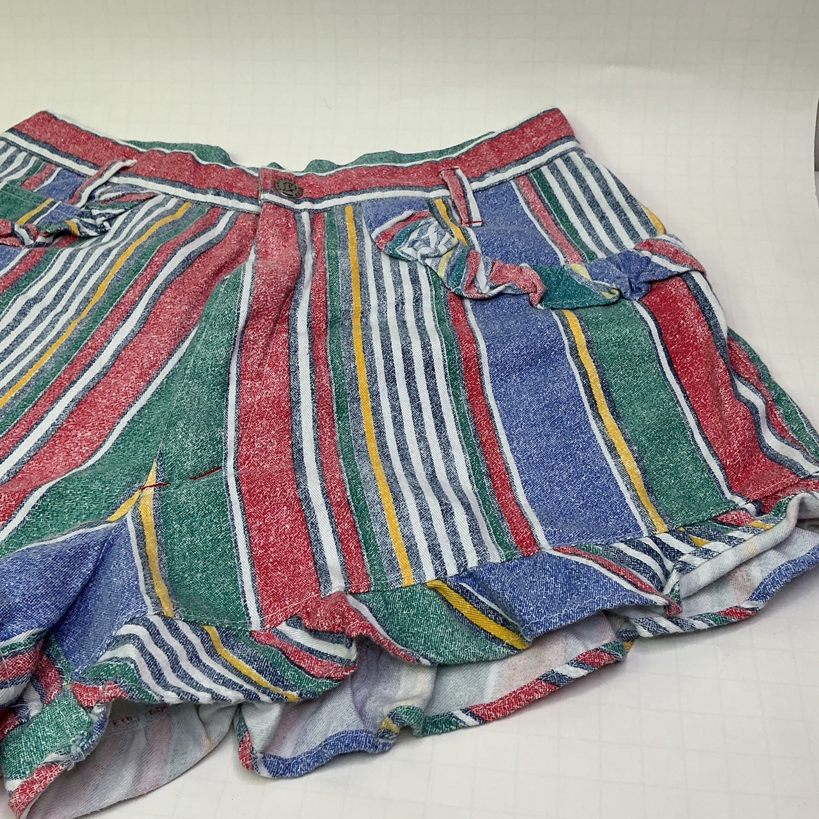 Vintage Camptown Club Original Hot Pants Shorts Striped Ruffle Junior Size 15/16