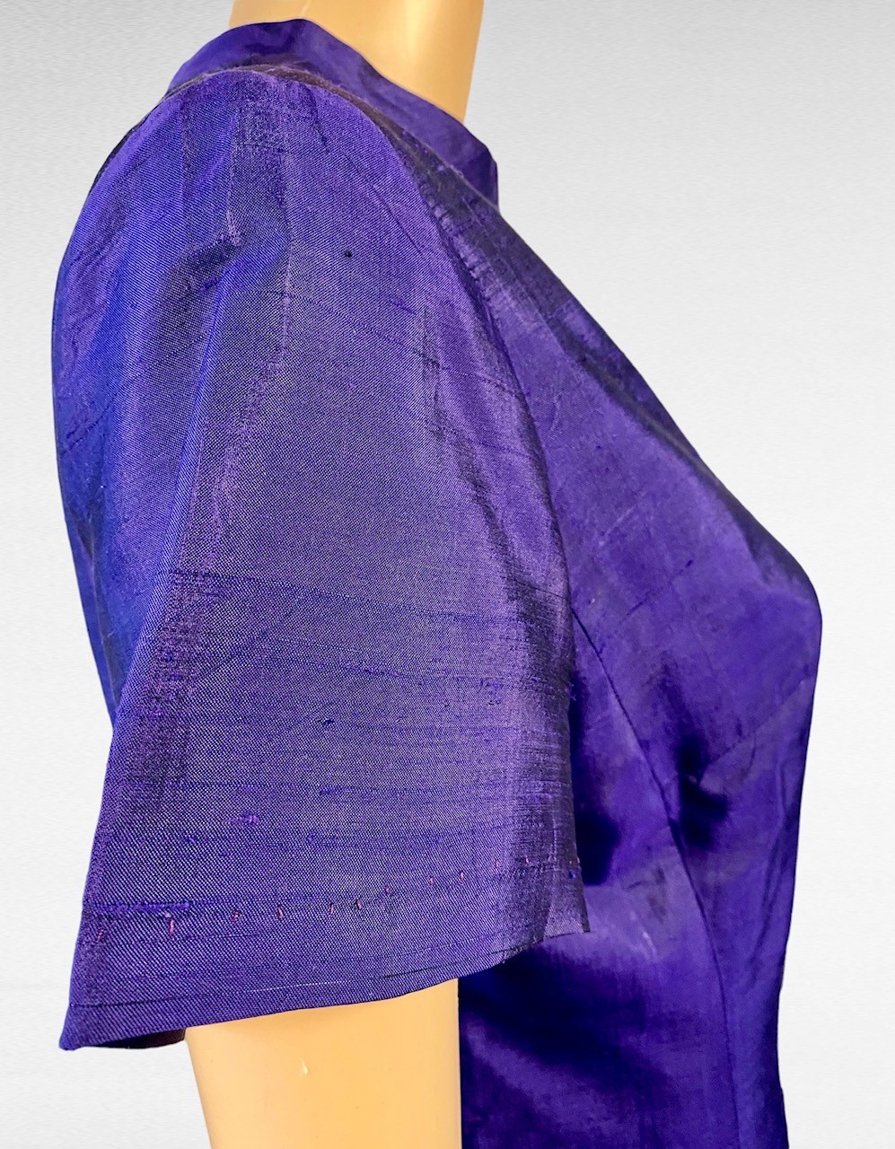 1960s Bangkok Couture Raw Silk Dress Purple Amethyst A-Line Handmade Size M