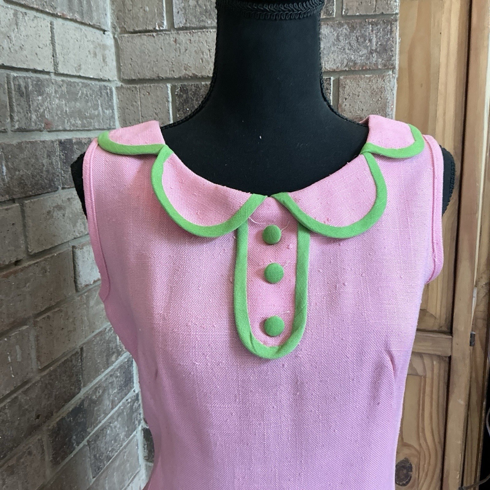 60s VTG Judy Wayne Pink Silk Viscose Dress Stripe Tweed Jacket Set Size 10 #39D7