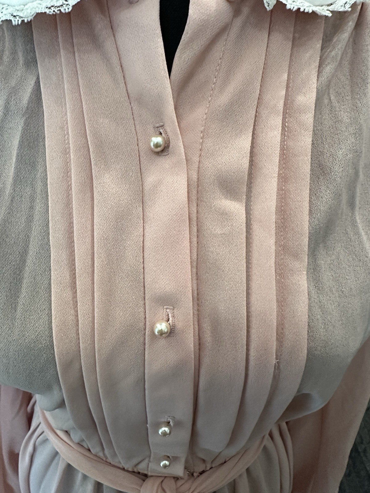 Vintage DISCOVERY I Fashions Dress Size 10 Long Sleeve With Belt Pink 62908