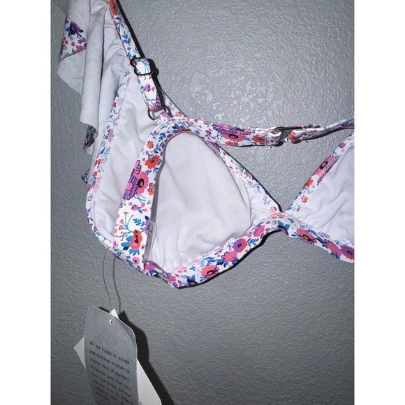 VYB Vicious Young Babes Sweet Shop Floral Ruffle Bikini Top Medium NWT