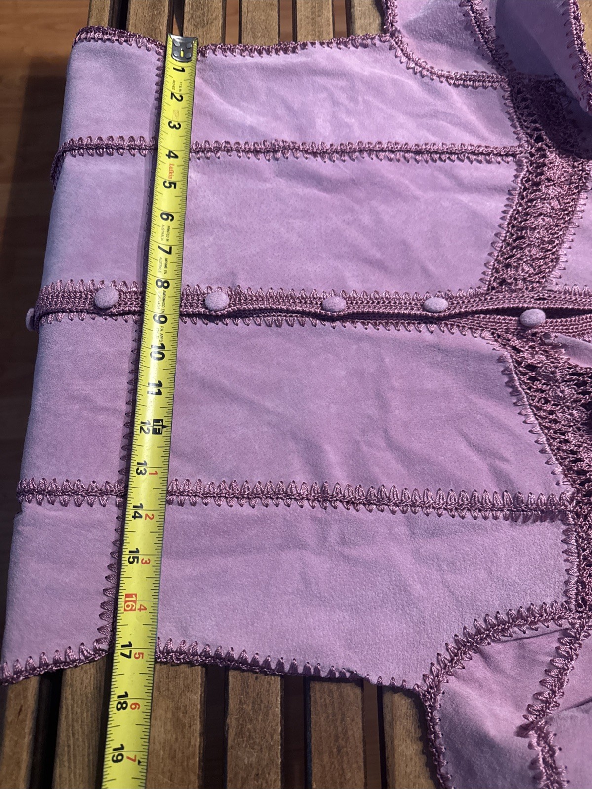 Vintage IDI by Matthew Mauve Pink Suede Leather Crochet Patchwork Jacket Size S