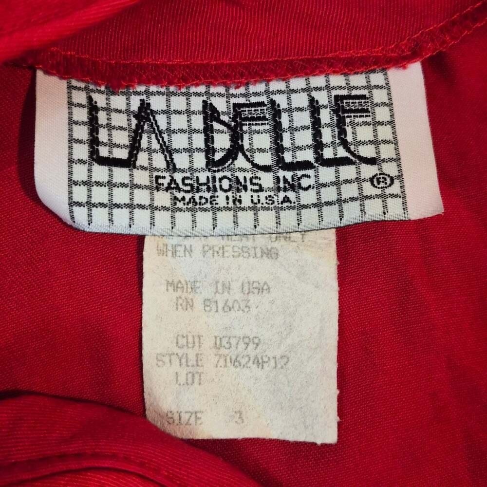Vintage 90s La Belle Red Rayon Mini Dress Wavy Button Whimsigoth Retro Size 3/S