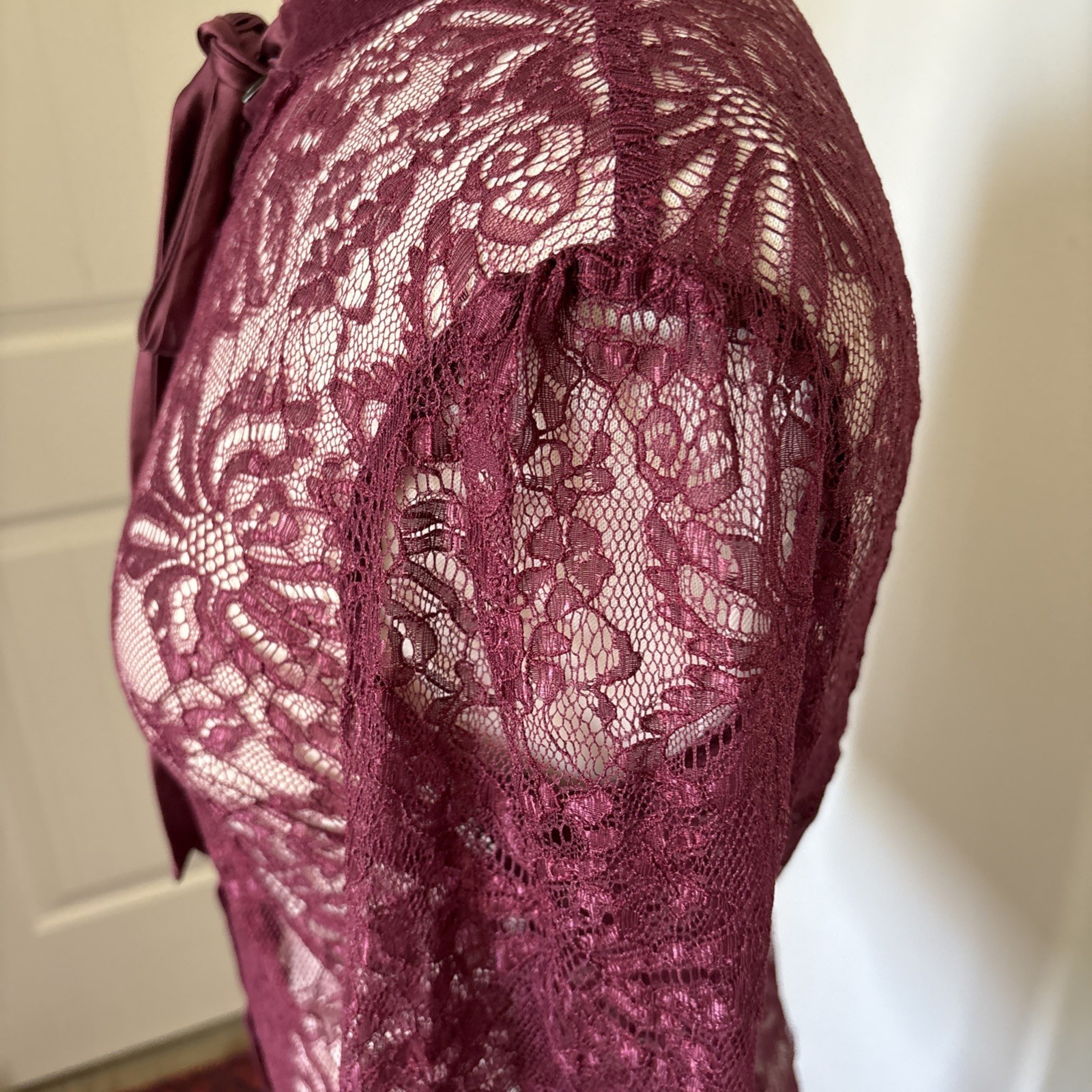 Vintage Dolce Gabbana D&G Silk Lace Mesh Long Sleeve Shirt Blouse Top Size 42