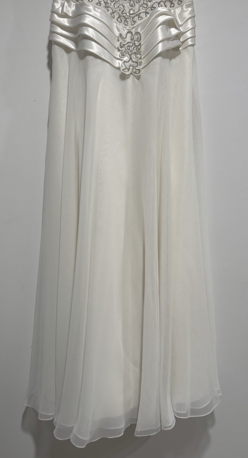 Vintage Mike Bennet White Beaded Stones Pearl Dress 34” Bust Y2K Prom Formal