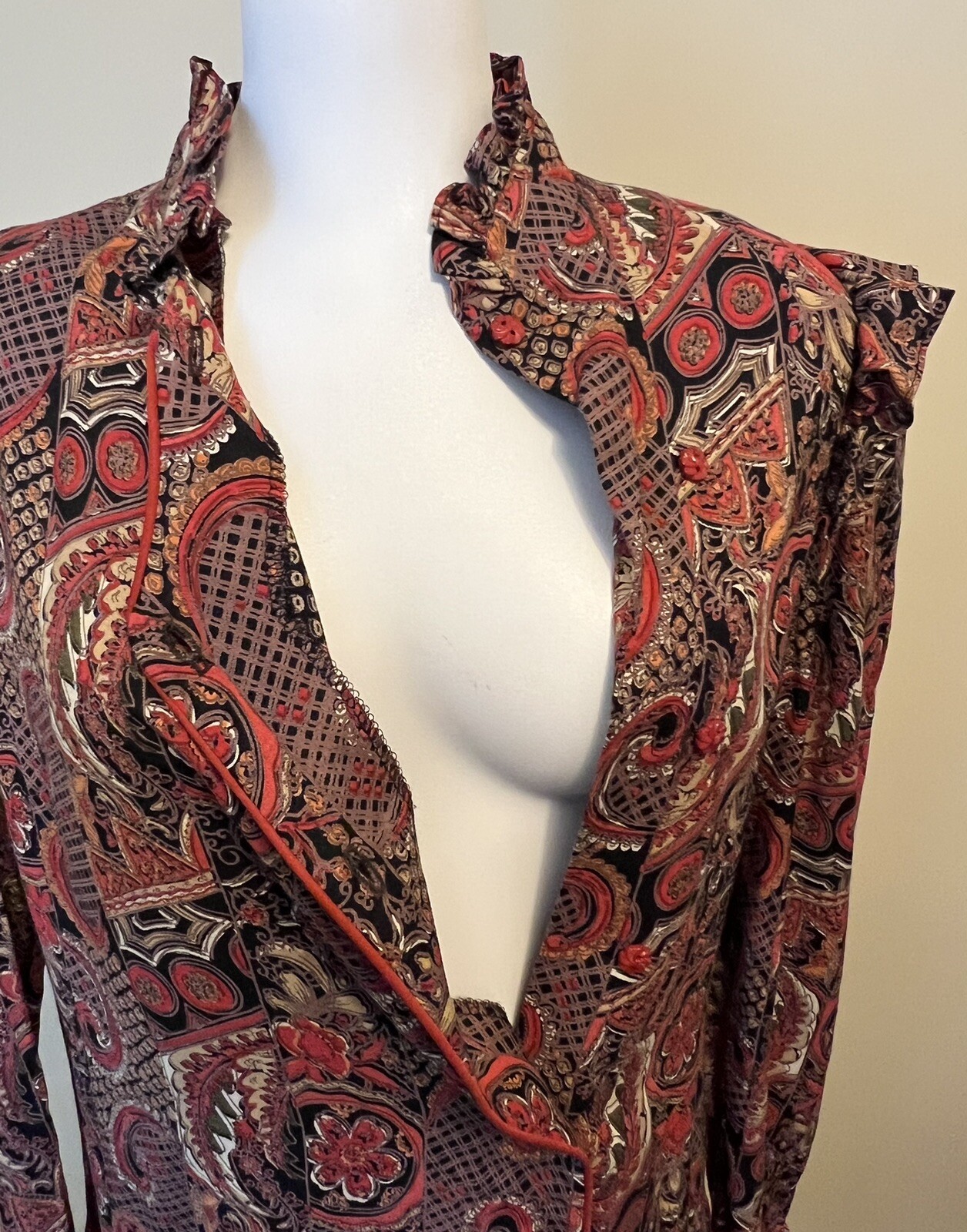 Vintage 60s/70s JC Penney Fashions Rayon Long Sleeve Button Front Dress