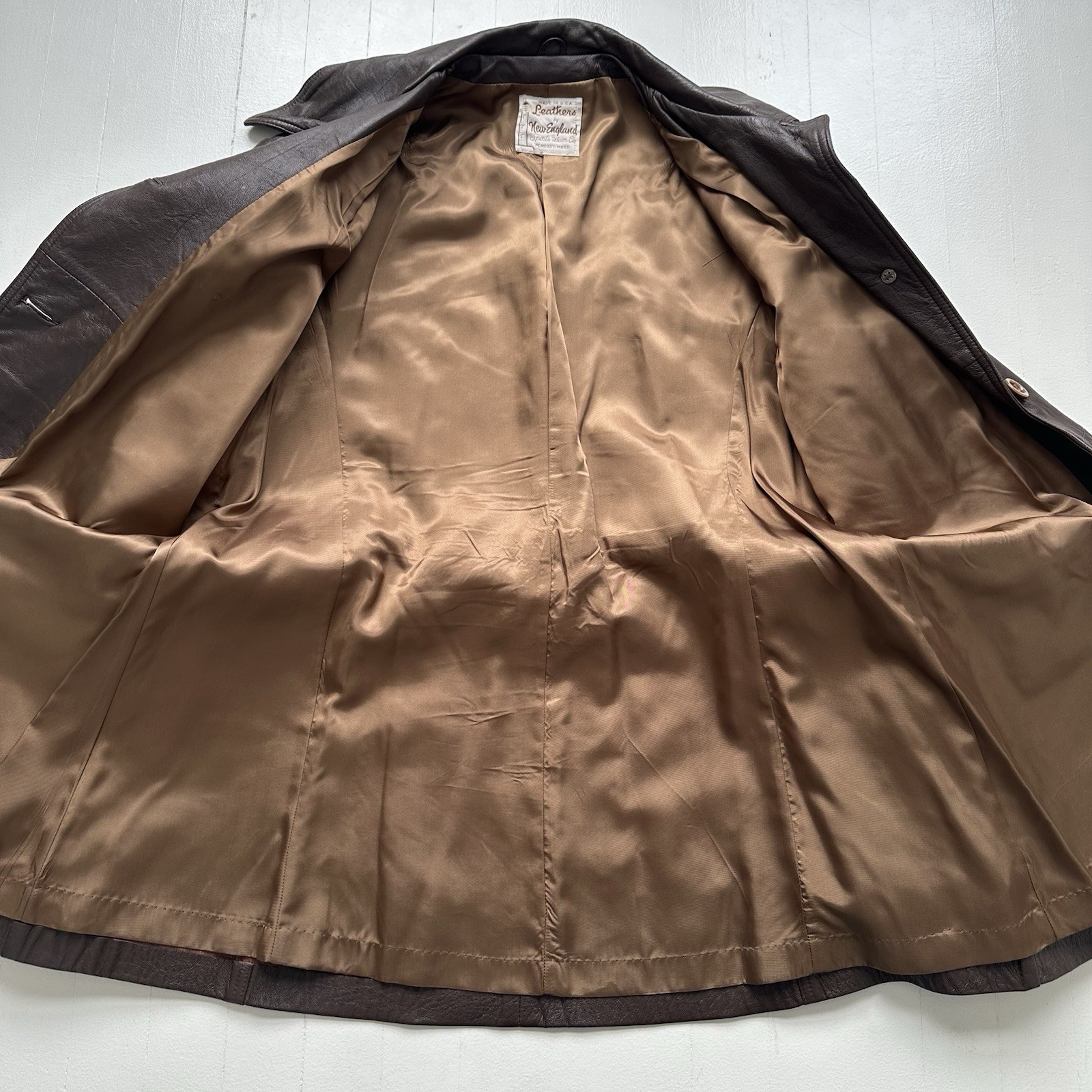 Vtg Leathers by New England Sports Wear Co Leather Trench Coat Women’s L Brown